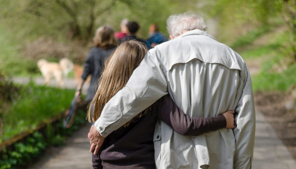 family visiting resident in a care home